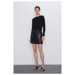 Zara Leather Mini Skirt with deep pockets